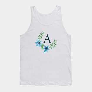 Floral Monogram A Pretty Blue Flowers Tank Top